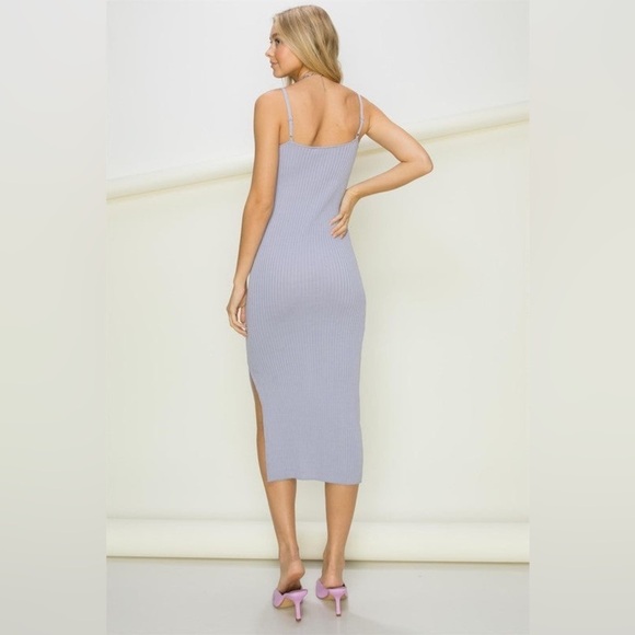 Split Shift Summer Midi Rib Dress - Picture 3 of 4